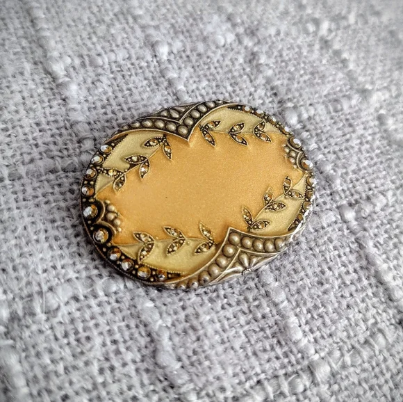 Vintage Brooch Set, 2 Matching Gold w/ Black & Brass Details- Catherine Popesco - Picture 2 of 9